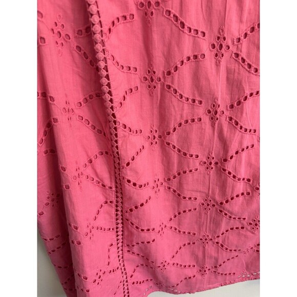 LANE BRYANT Classic Eyelet Mix Tee Women 20 Pink Gin Fizz SS Ruffle Cotton - Picture 6 of 13